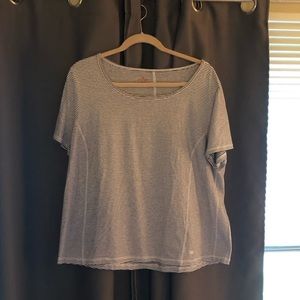 Talbots short sleeve white/black striped shirt